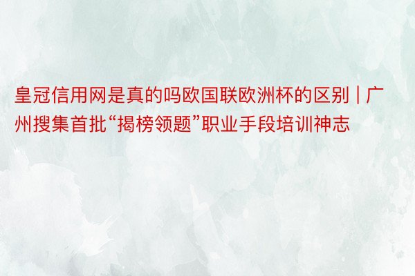 皇冠信用网是真的吗欧国联欧洲杯的区别 | 广州搜集首批“揭榜领题”职业手段培训神志