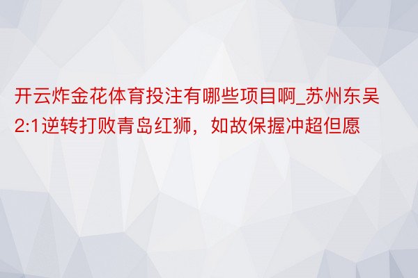 开云炸金花体育投注有哪些项目啊_苏州东吴2:1逆转打败青岛红狮，如故保握冲超但愿