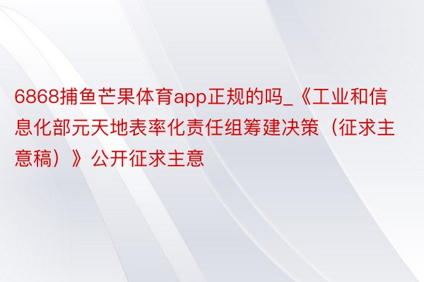 6868捕鱼芒果体育app正规的吗_《工业和信息化部元天地表率化责任组筹建决策（征求主意稿）》公开征求主意